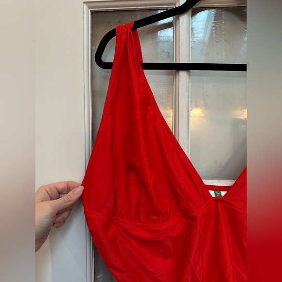 J. Crew Ruched V-neck One Pice Vibrant Bright Cerise Swimsuit Plus Size 24 - Picture 4 of 12